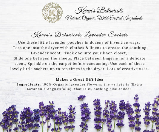 Organic Lavender Sachets - 12 Bags