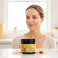Calendula Rose Facial Cream with mature woman background